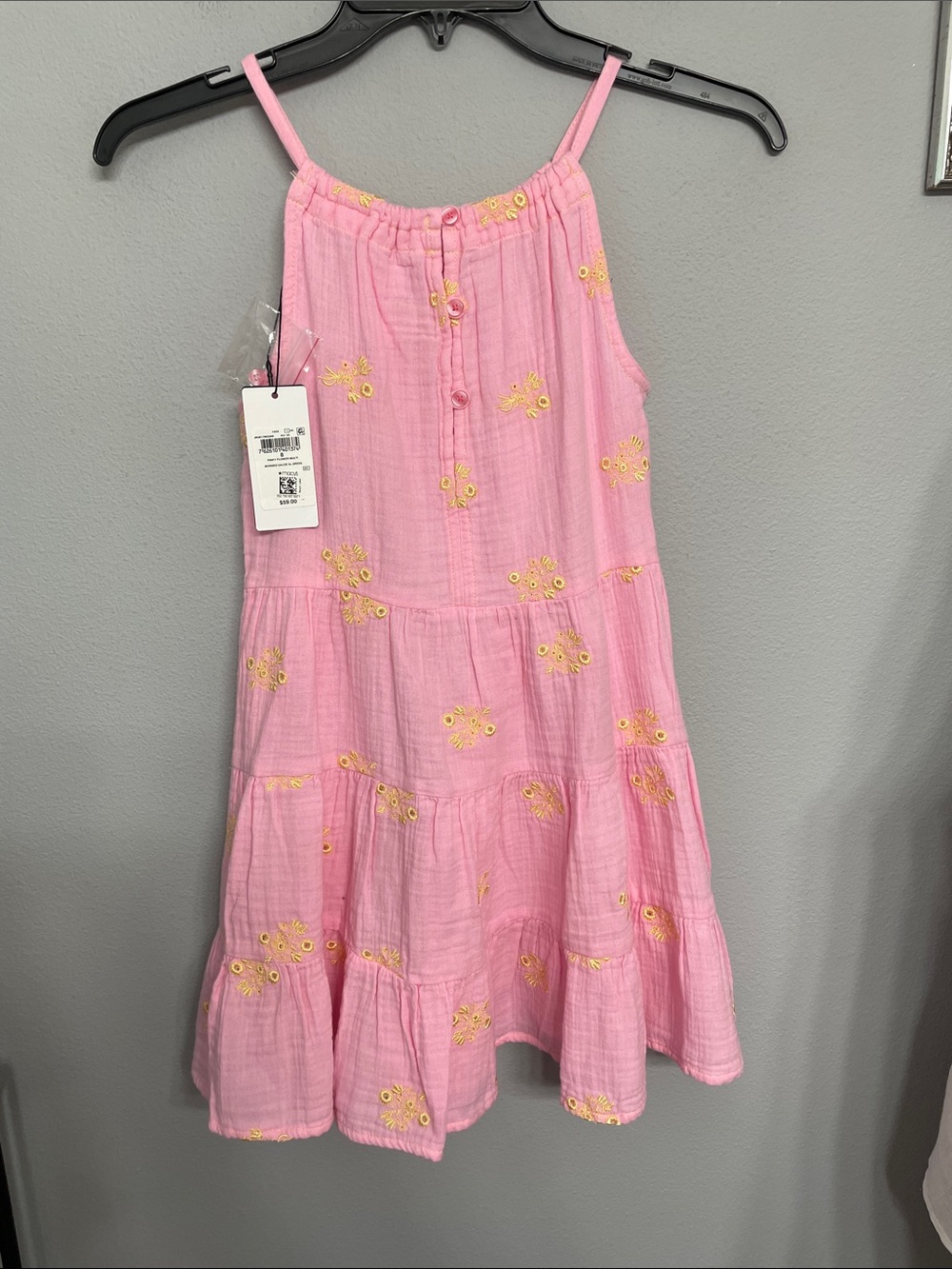 NWT GUESS Kids Pink Bonded Gauze Tiered Dress Size 8